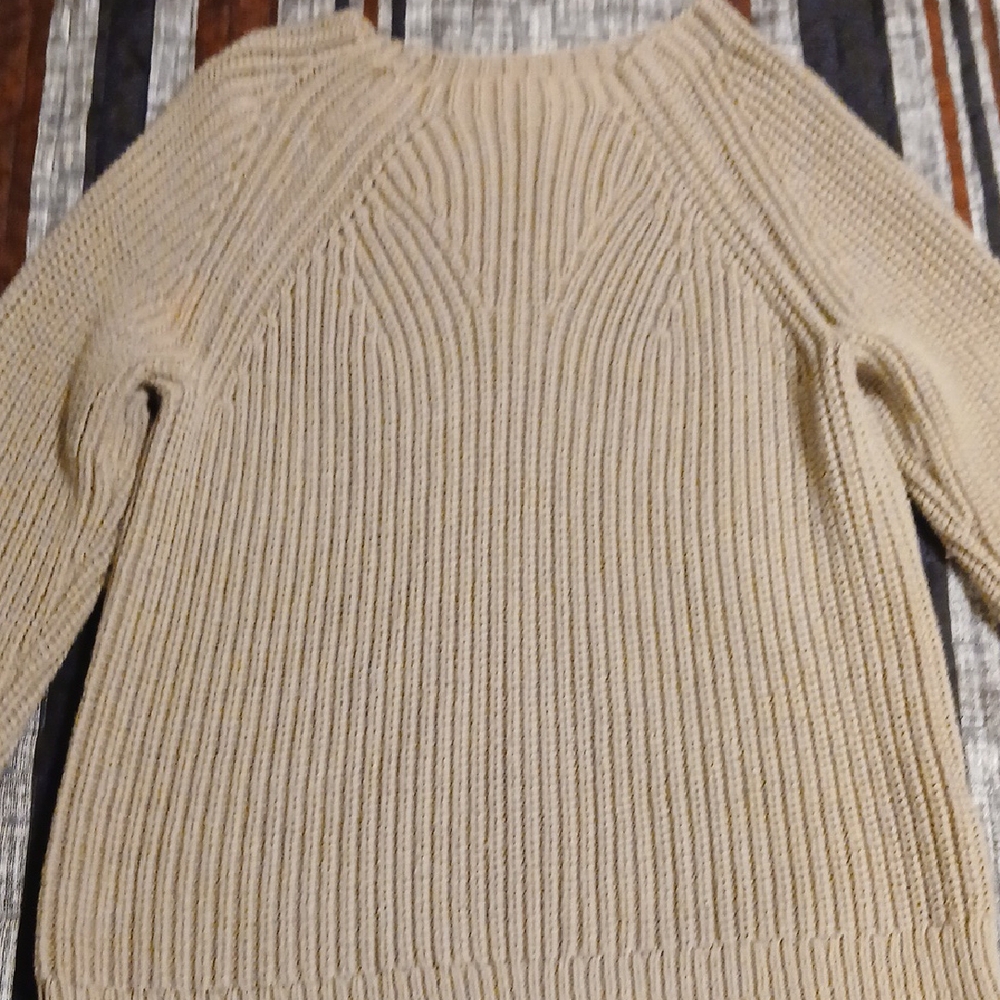 J. Crew Cream Ribbed Knit Crewneck Women's Sweater